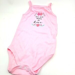 Baby Bodysuit HB Size 18m Girls Pink All you Need is Love Snap Sleeveless Floral